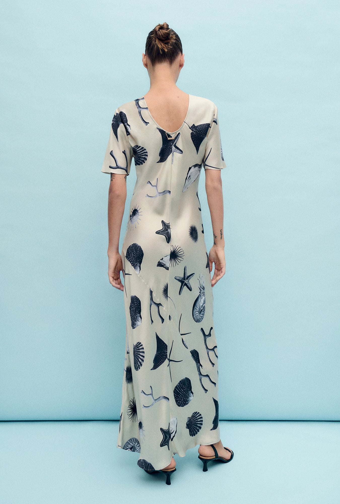 Silk Laundry | Short Sleeve Bias Dress - Seashells