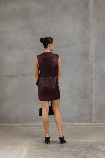 Camilla & Marc | Sana Drape Tailored Mini Dress - Burgundy