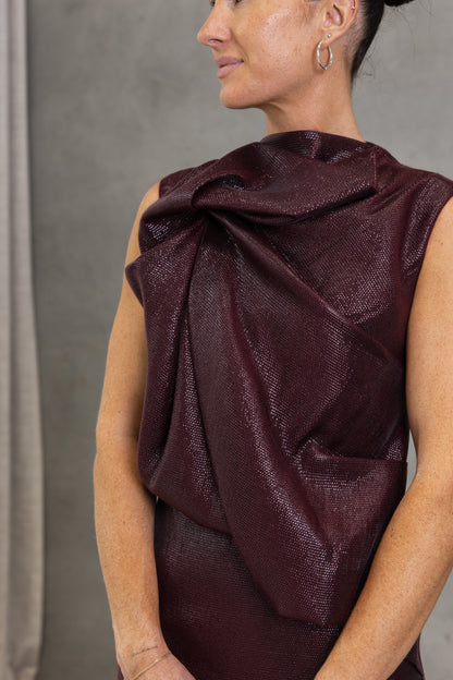 Camilla & Marc | Sana Drape Tailored Mini Dress - Burgundy