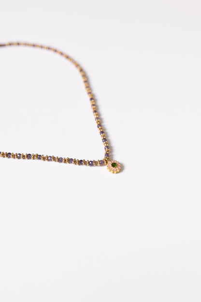 Tityaravy | Mala Sai K Necklace - Amethyst / Diopside / Pink