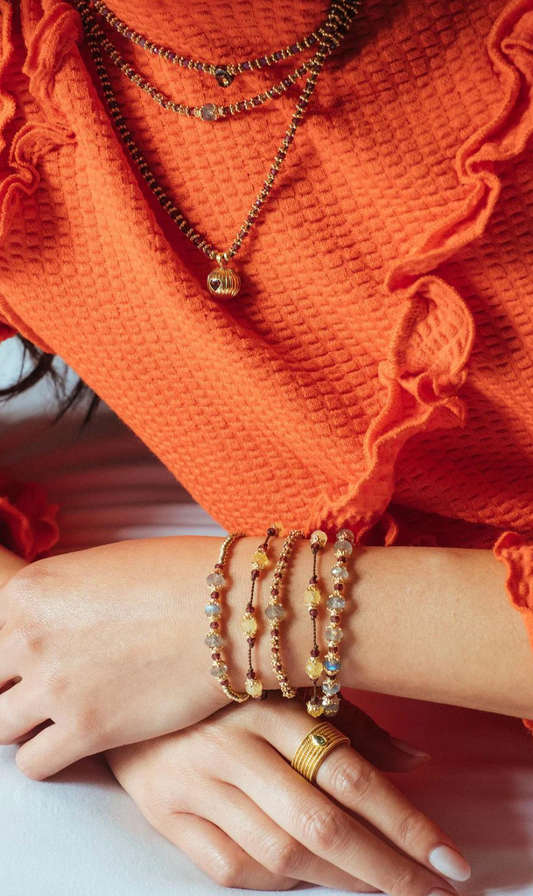 Tityaravy | Sriphala Thread Bracelet - Citrine/Garnet