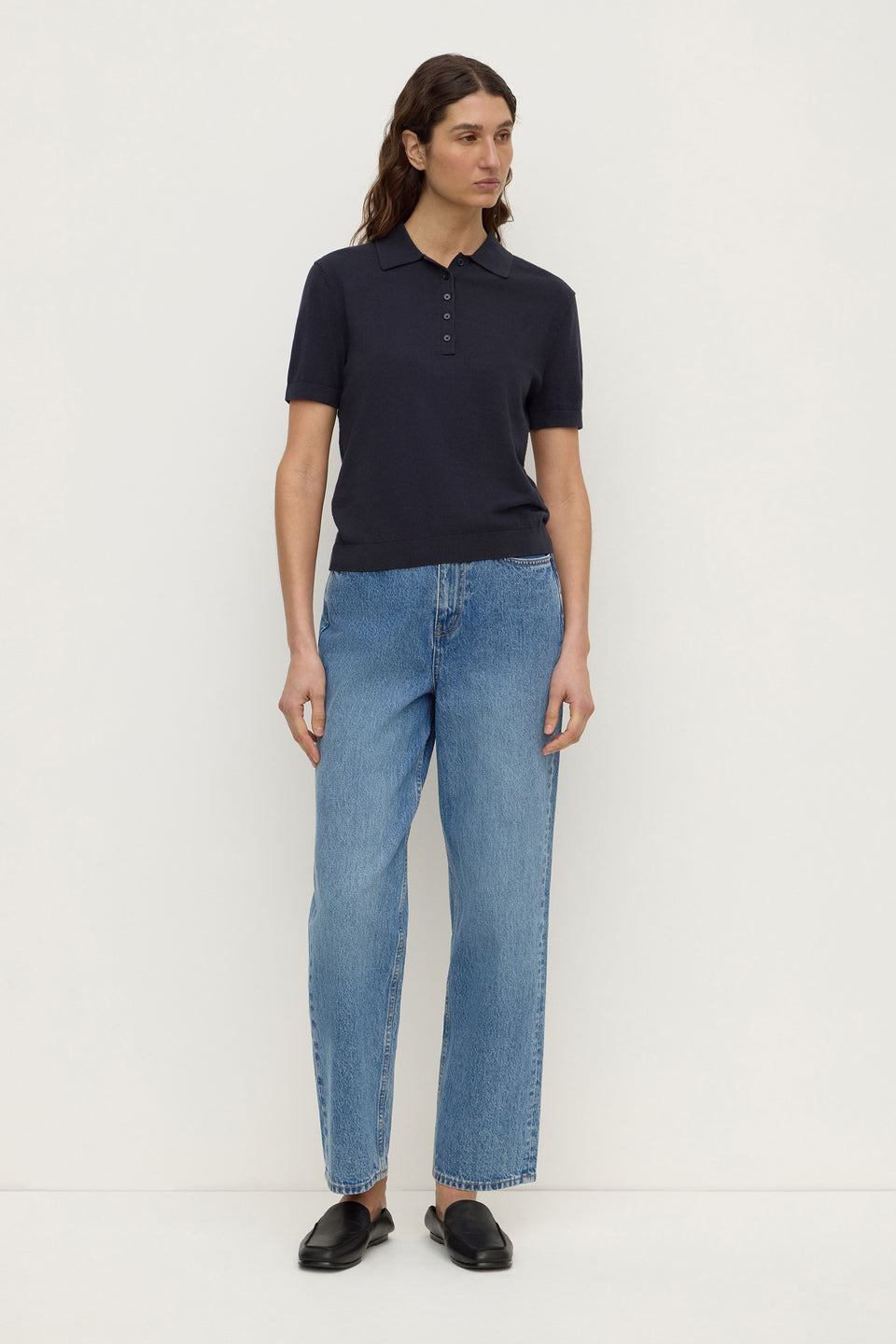 Assembly Label | Sloane Cotton Cashmere Polo - True Navy