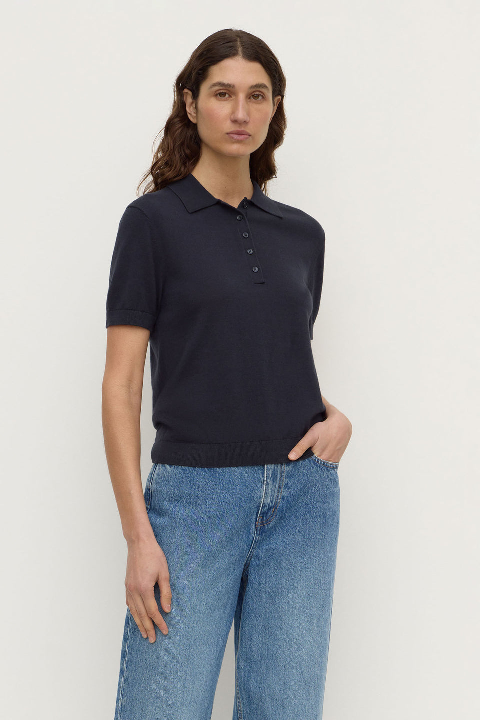 Assembly Label | Sloane Cotton Cashmere Polo - True Navy