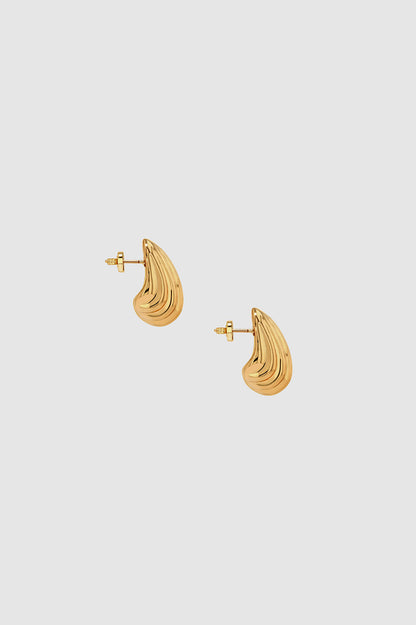 Anine Bing | Small Ribbed Drop Earrings - Gold