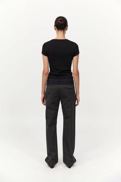 St Agni | 90s Splice Panelled Pants - Black Olive/Black
