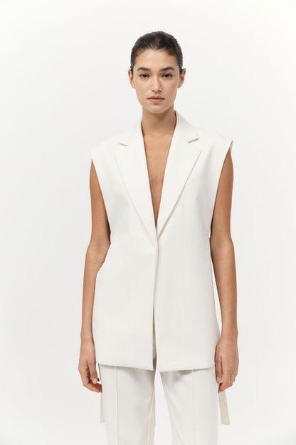St Agni | Relaxed Side Tie Vest - Off White