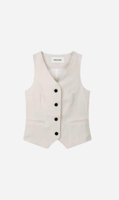 Tonywack | Linen Tailored Vest - Ivory