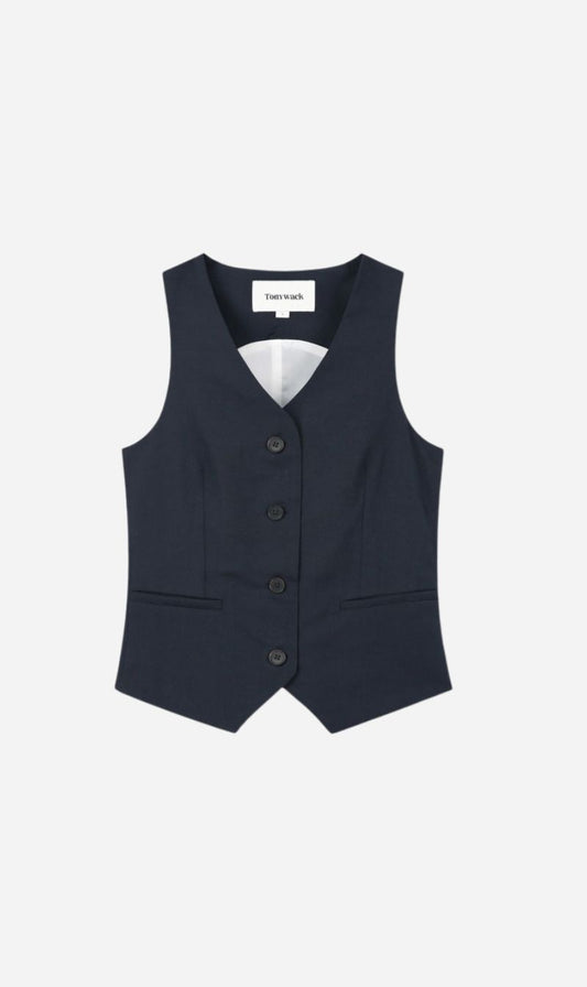 Tonywack | Linen Tailored Vest - Navy