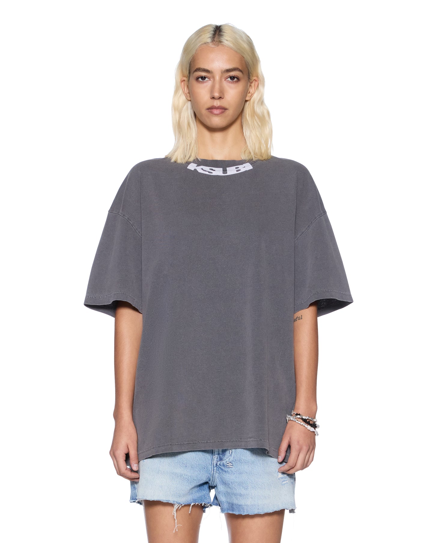 Ksubi | Sott Stamp Boyfriend Short Sleeve Tee - Charcoal