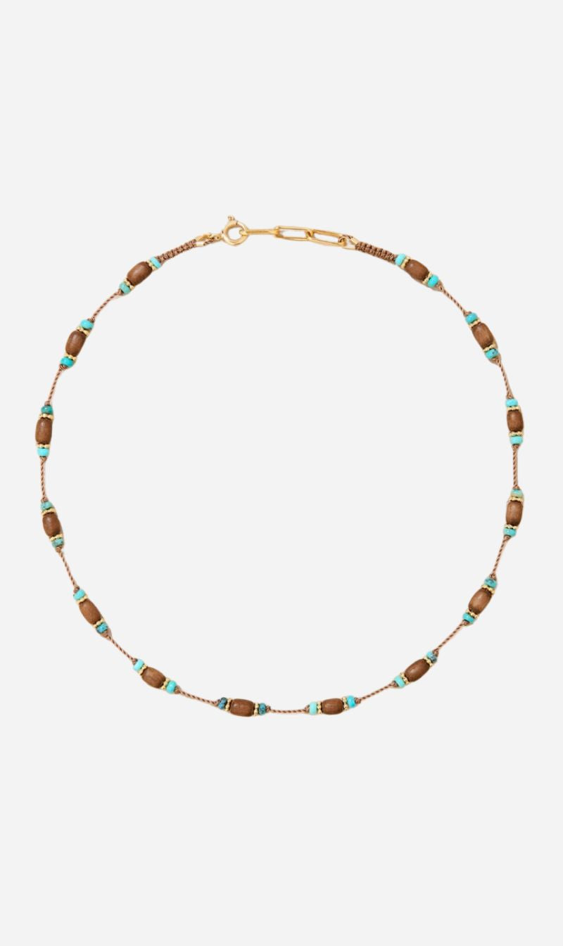 Tityaravy | Padma Necklace -  Wood & Turquoise
