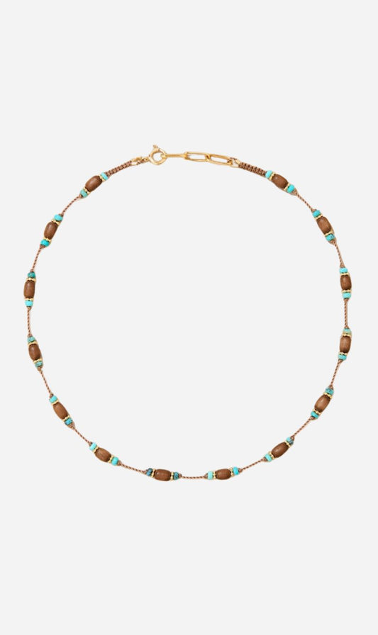 Tityaravy | Padma Necklace -  Wood & Turquoise