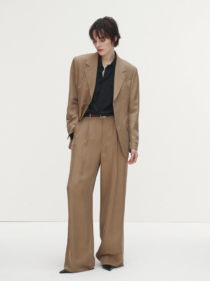 Tonywack | Silk Viscose Two Button Single Jacket - Beige