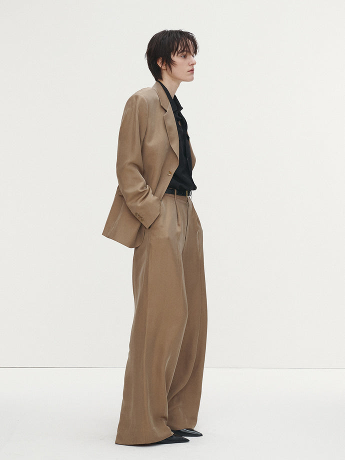 Tonywack | Silk Viscose Two Button Single Jacket - Beige