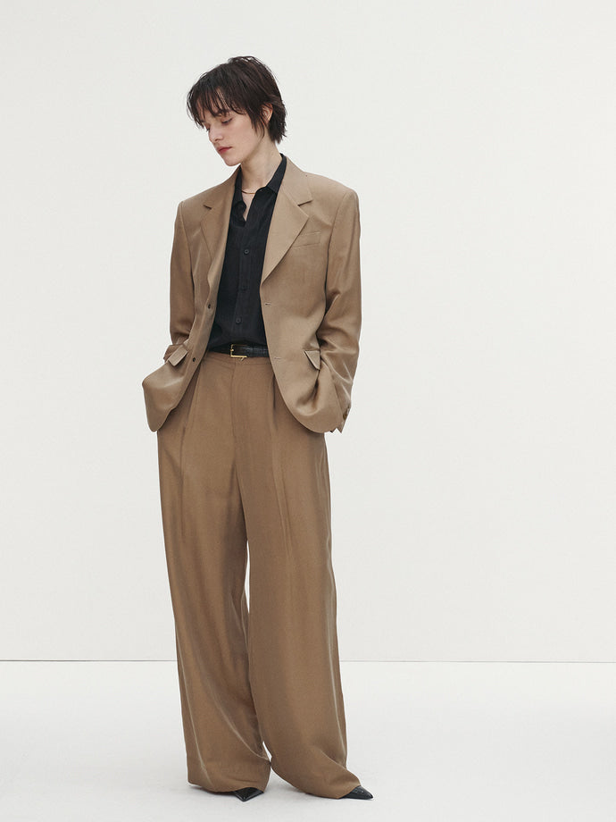 Tonywack | Silk Viscose Two Button Single Jacket - Beige
