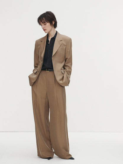 Tonywack | Silk Viscose Two Button Single Jacket - Beige