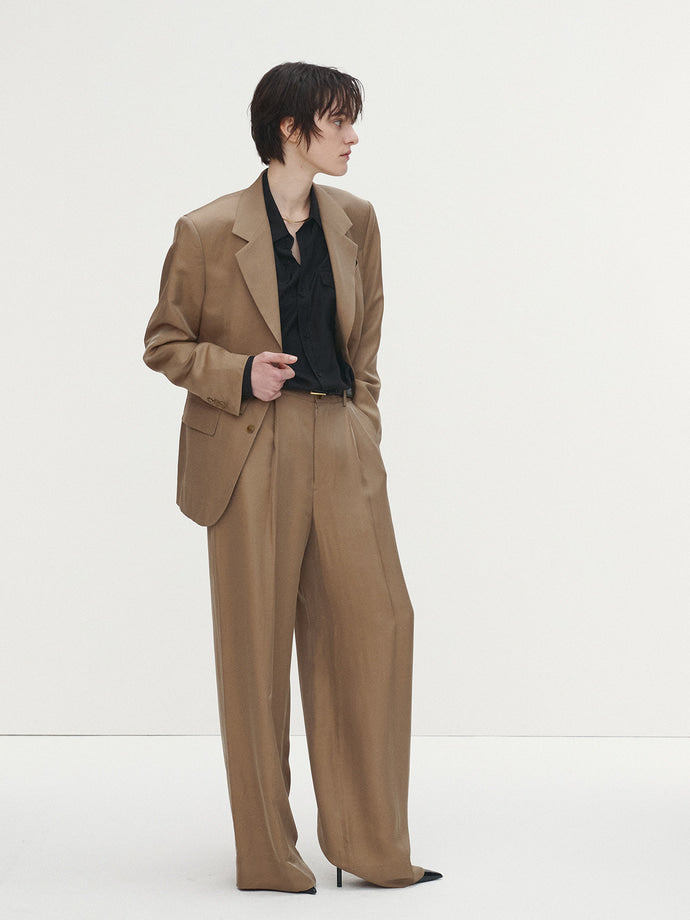 Tonywack | Silk Viscose Two Button Single Jacket - Beige