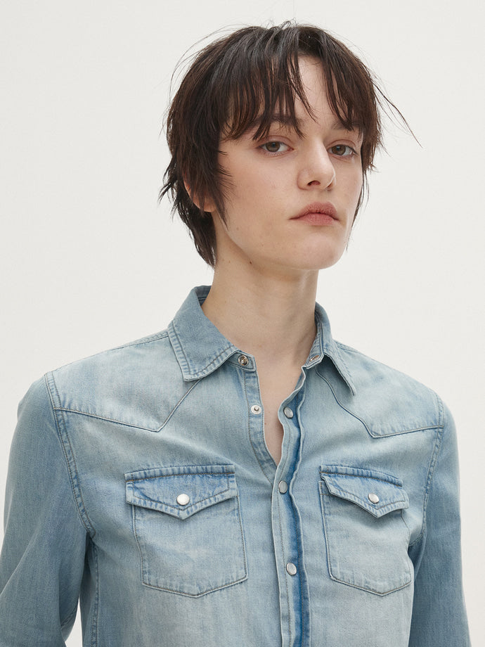 Tonywack | Washed Denim Western Shirt - Washed Light Blue
