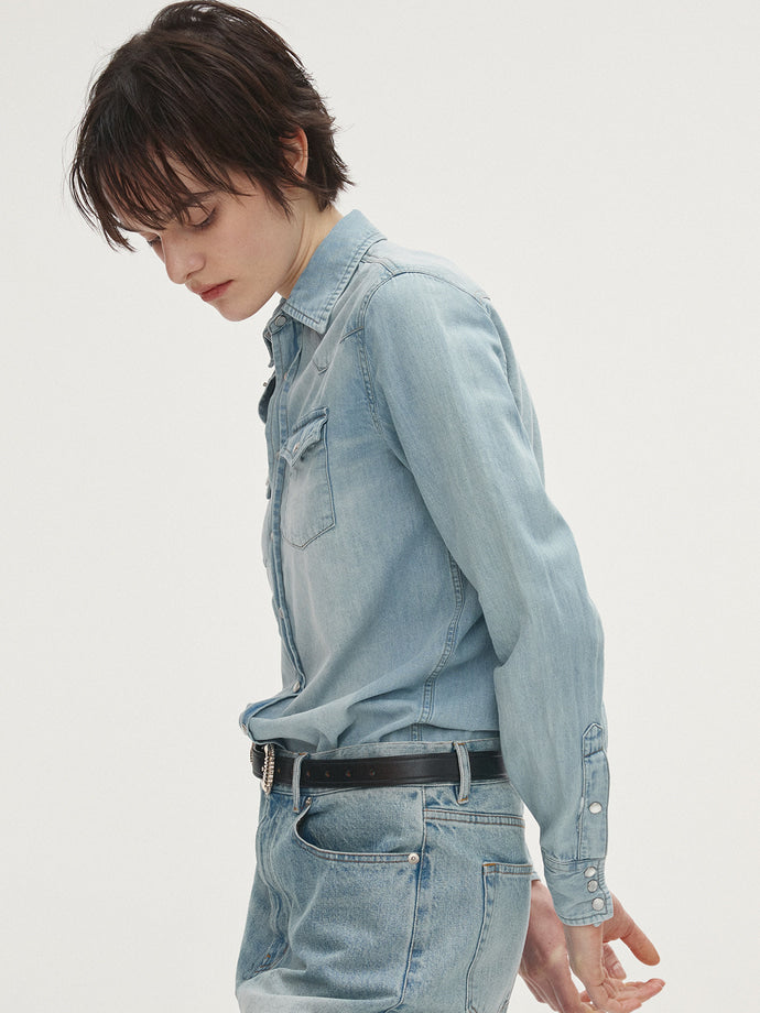 Tonywack | Washed Denim Western Shirt - Washed Light Blue