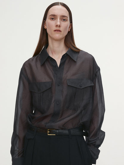 Tonywack | Oversized Sheer Shirt - Carbon Grey