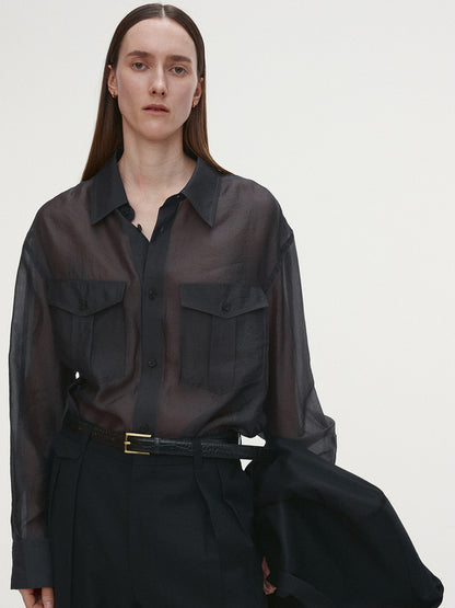 Tonywack | Oversized Sheer Shirt - Carbon Grey