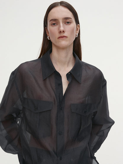 Tonywack | Oversized Sheer Shirt - Carbon Grey