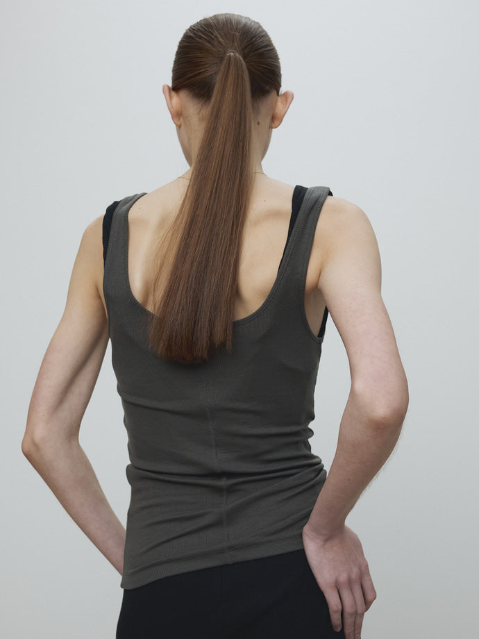 Tonywack | Tencel U Neck Sleeveless - Olive Charcoal
