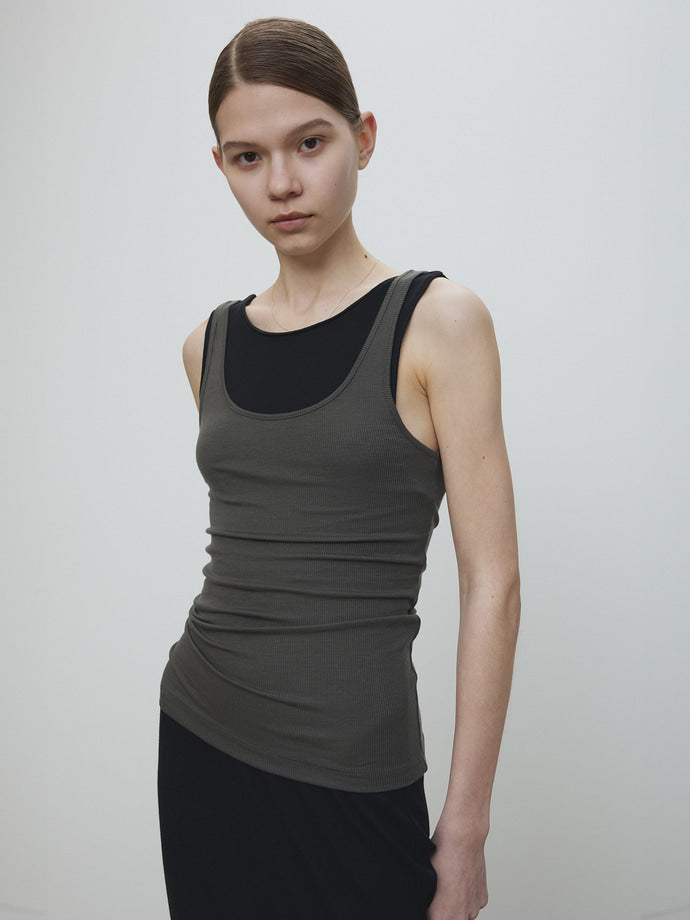 Tonywack | Tencel U Neck Sleeveless - Olive Charcoal