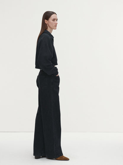 Tonywack | Garment Dyed Cropped Zip Up Sweatshirt - Faded Black