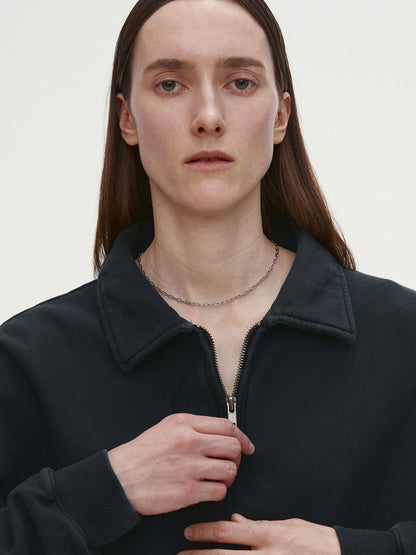 Tonywack | Garment Dyed Cropped Zip Up Sweatshirt - Faded Black