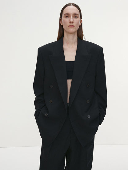 Tonywack | Light Wool Oversized Blazer - Black