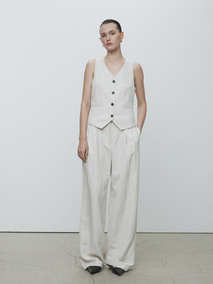Tonywack | Linen Tailored Vest - Ivory