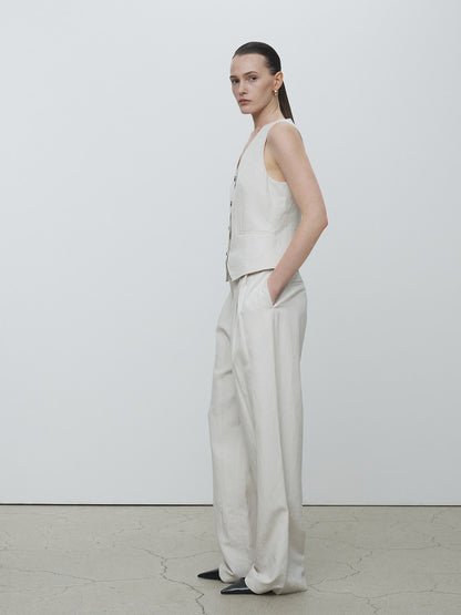 Tonywack | Linen Tailored Vest - Ivory
