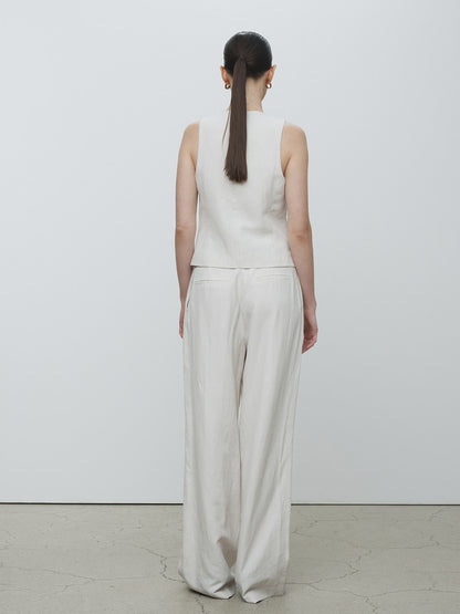 Tonywack | Linen Tailored Vest - Ivory