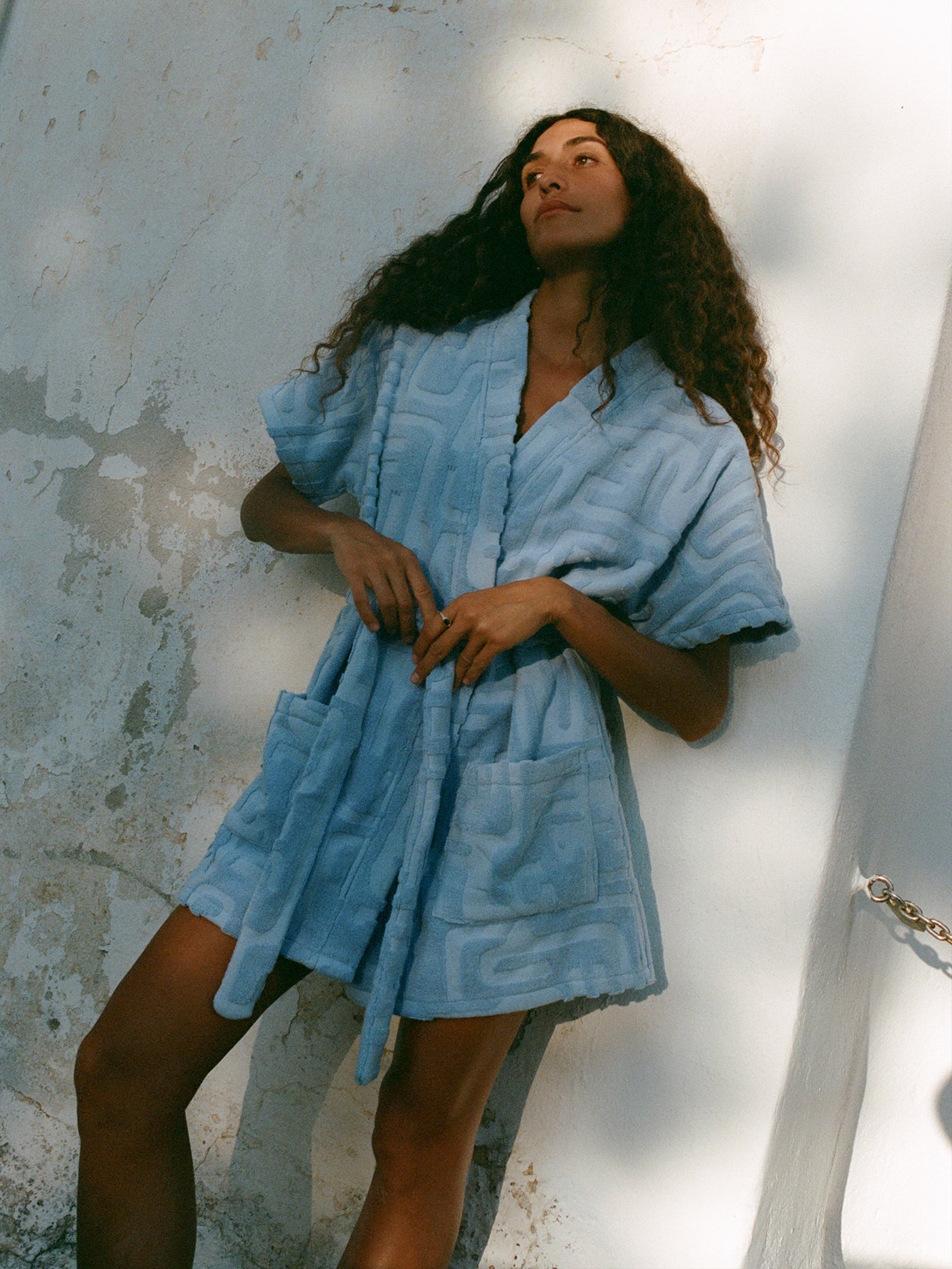 Soleil Soleil | Towelling Mini Robe - Kin Cornflower