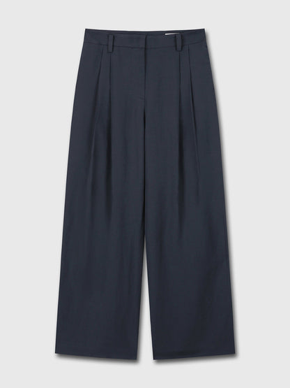 Tonywack | Linen Two Pleats Wide Pants - Navy