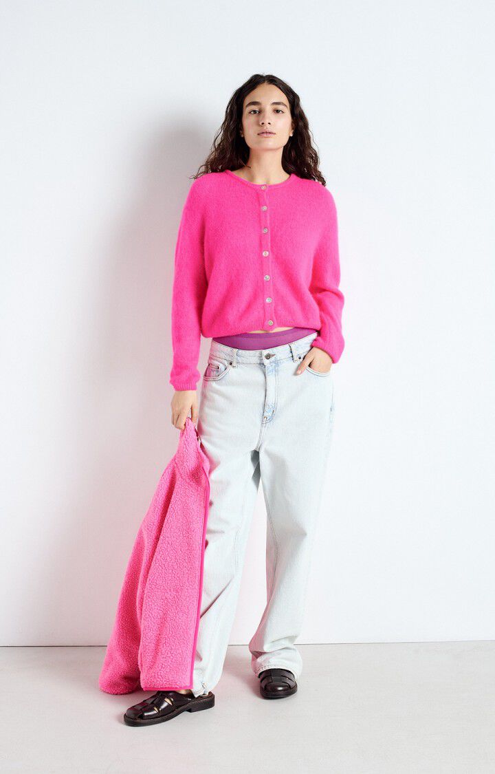 American Vintage | Vitow Cardigan - Fluro Pink Melange