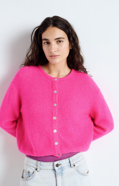 American Vintage | Vitow Cardigan - Fluro Pink Melange