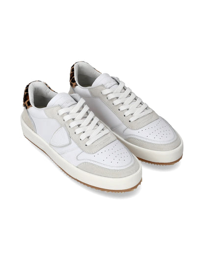 Philippe Model | Nice Low Womens - Veau Animalier Blanc Leo