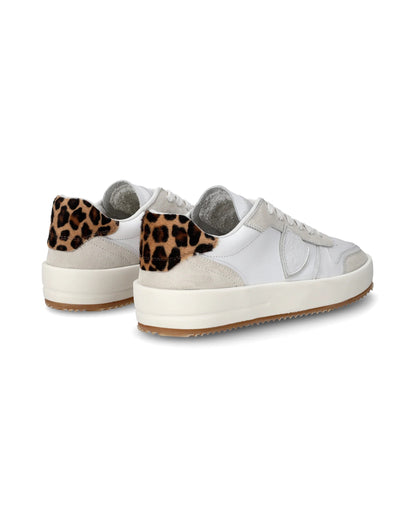 Philippe Model | Nice Low Womens - Veau Animalier Blanc Leo