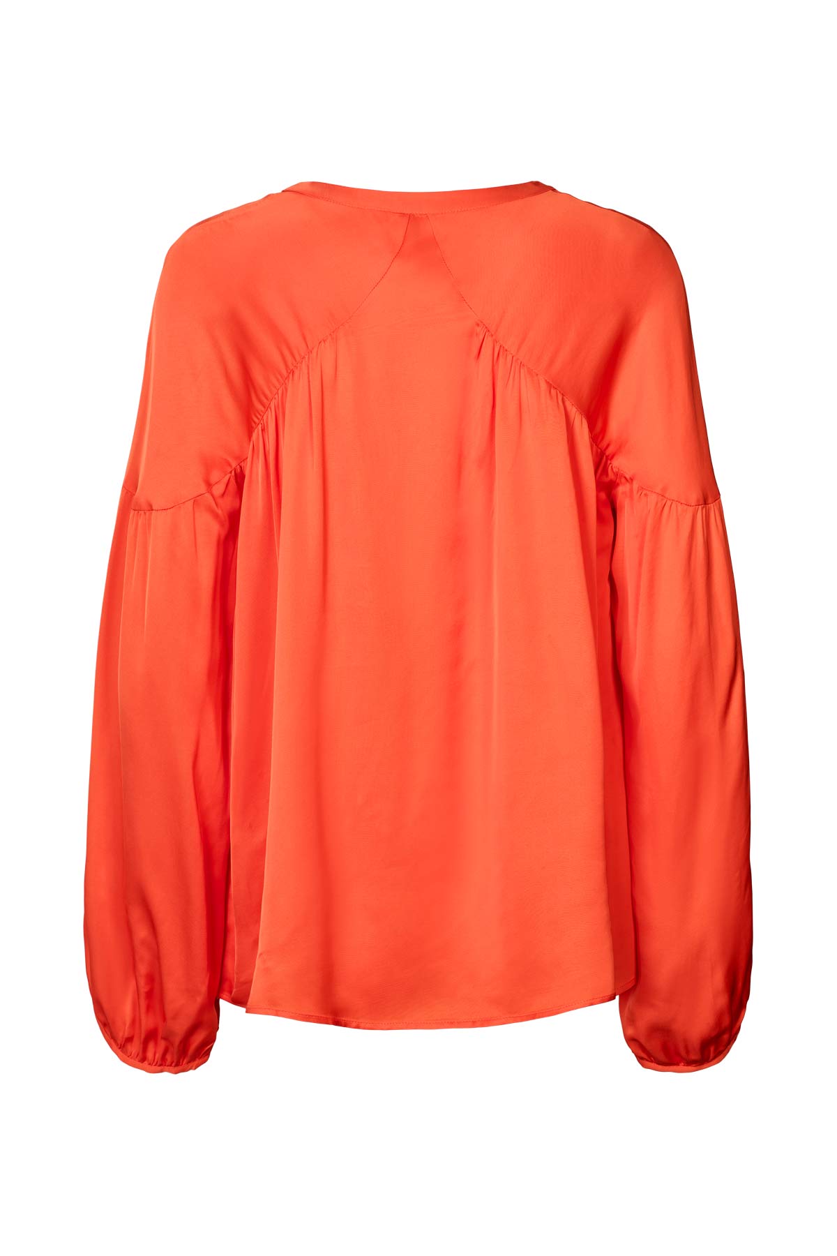 Rabens Saloner | Contrast Lace Shirt - Deep Mandarin