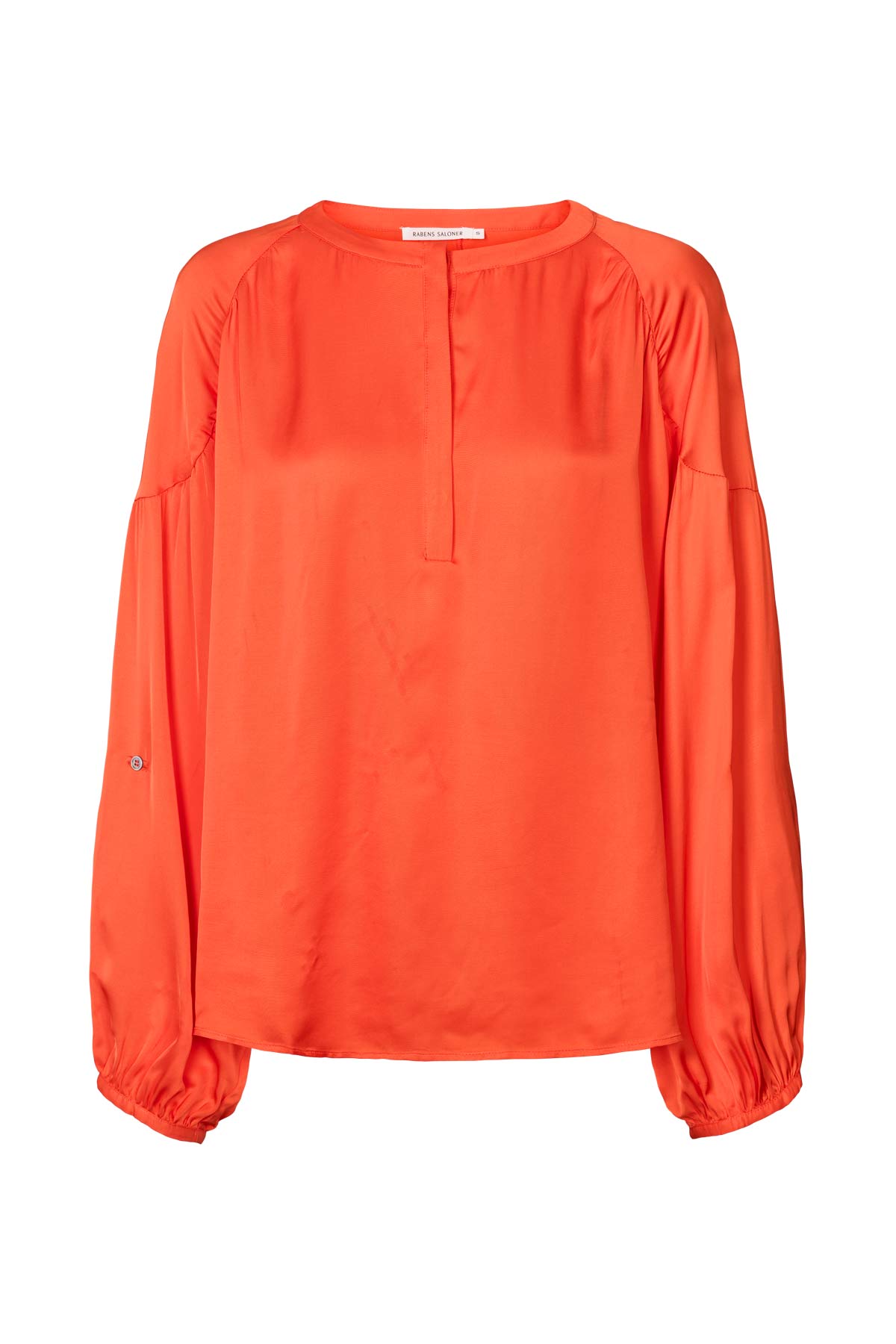 Rabens Saloner | Contrast Lace Shirt - Deep Mandarin