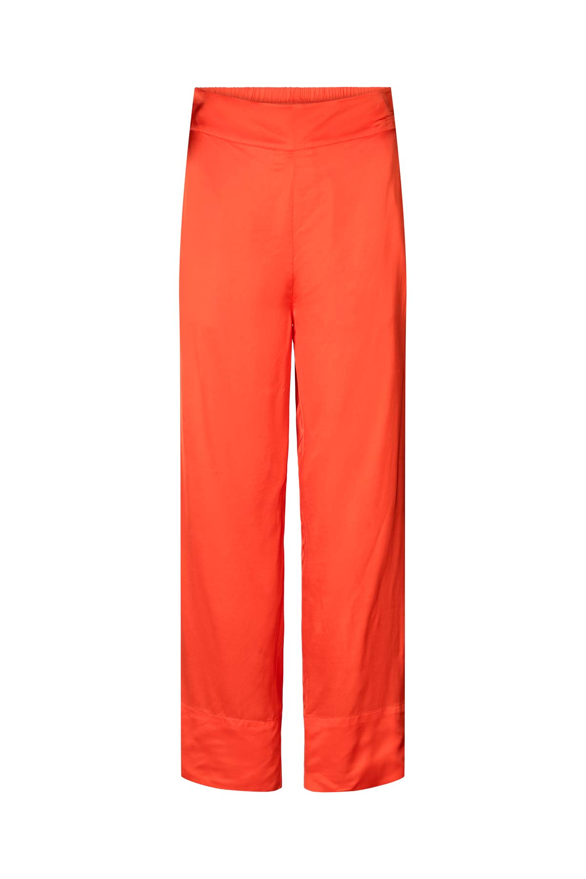 Rabens Saloner | Contrast Lace Wide Leg Pants - Deep Mandarin
