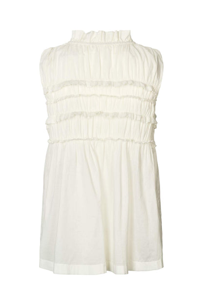 Rabens Saloner | Voile Frill Halter Top - Chalk
