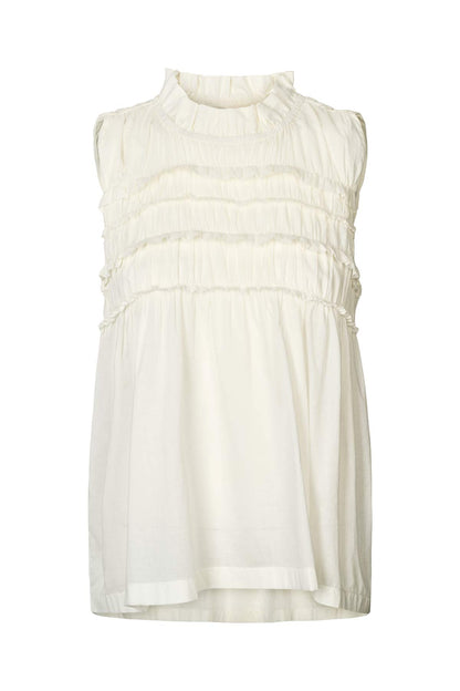 Rabens Saloner | Voile Frill Halter Top - Chalk