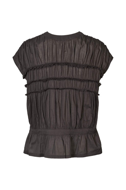 Rabens Saloner | Voile Frill Top - Liquorice