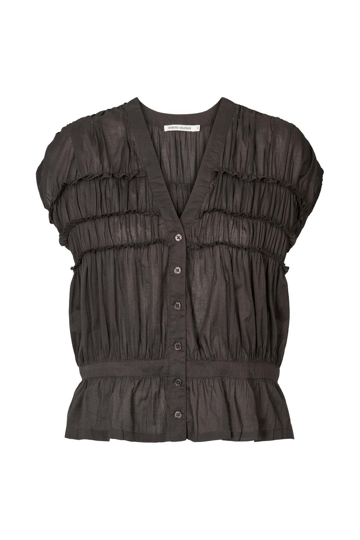 Rabens Saloner | Voile Frill Top - Liquorice