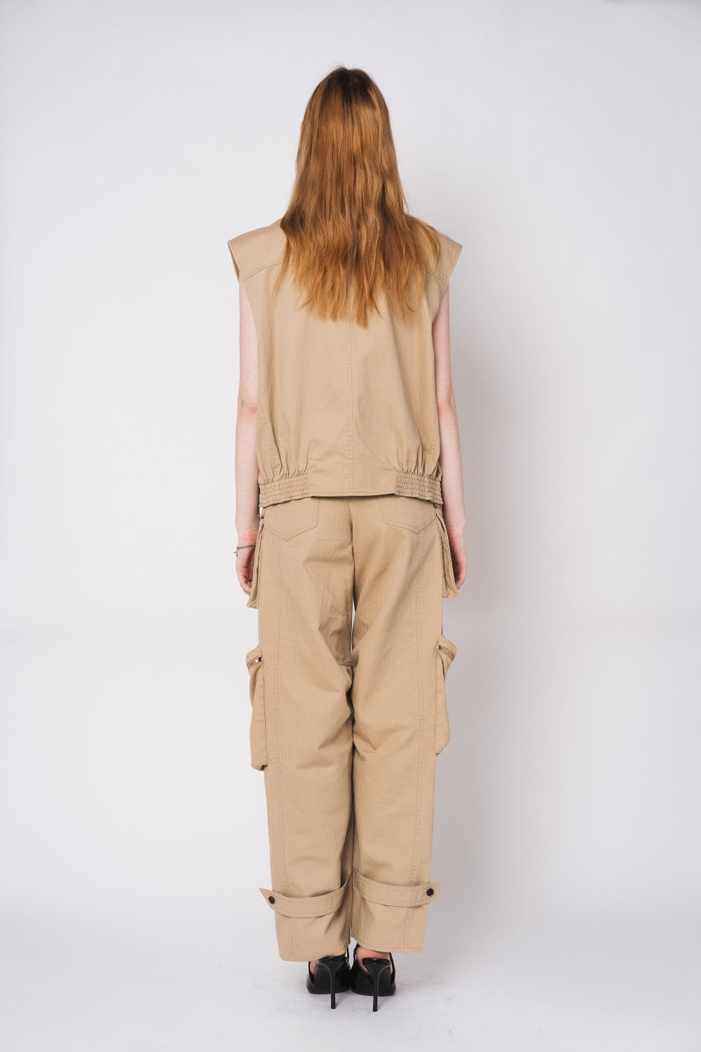 Tonywack | Washed Herringbone Cotton Multi Pocket Cargo Pants - Beige