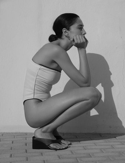 La Tribe | Wedge Thong - Black Satin