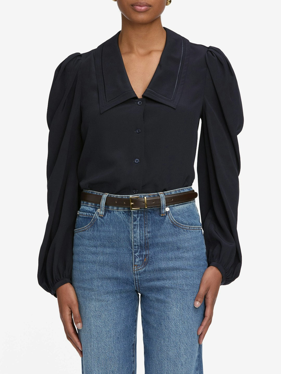 Frame Denim | The Long Sleeve Sailor Blouse - Navy