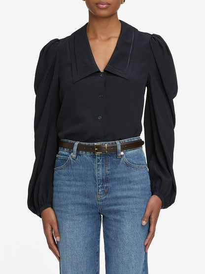 Frame Denim | The Long Sleeve Sailor Blouse - Navy